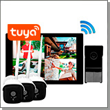 Комплект беспроводной Wi-Fi домофон SkyNet 1000 (1+3) и 3 камеры